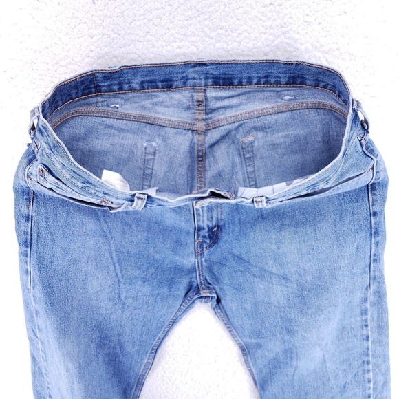 Levis 505 Jeans Denim Cotton Men SZ 38x32 Blue Straight Stretch VTG Mid Rise 90s - Picture 3 of 12